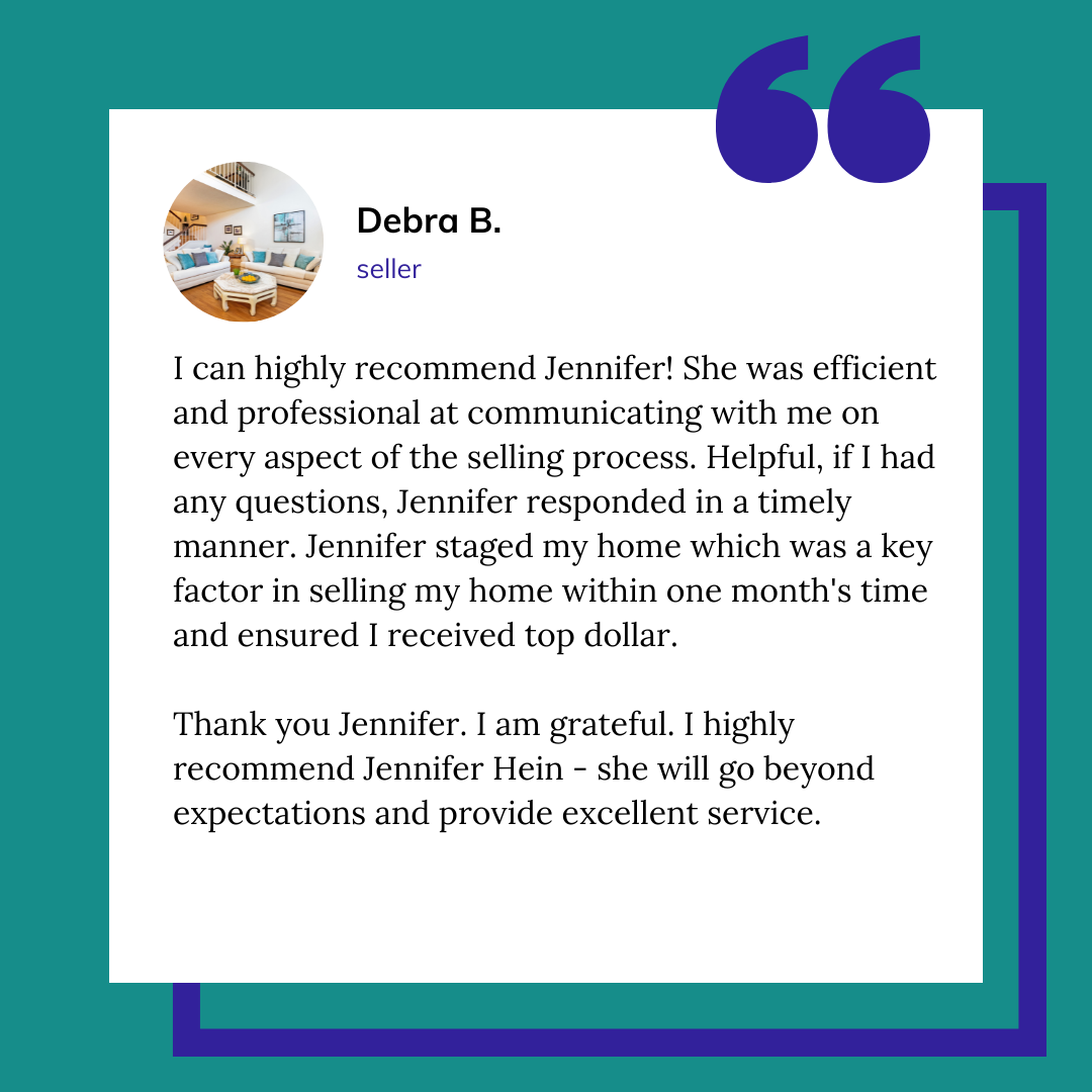 Review from client who sold a property with Jennifer Hein Realtor