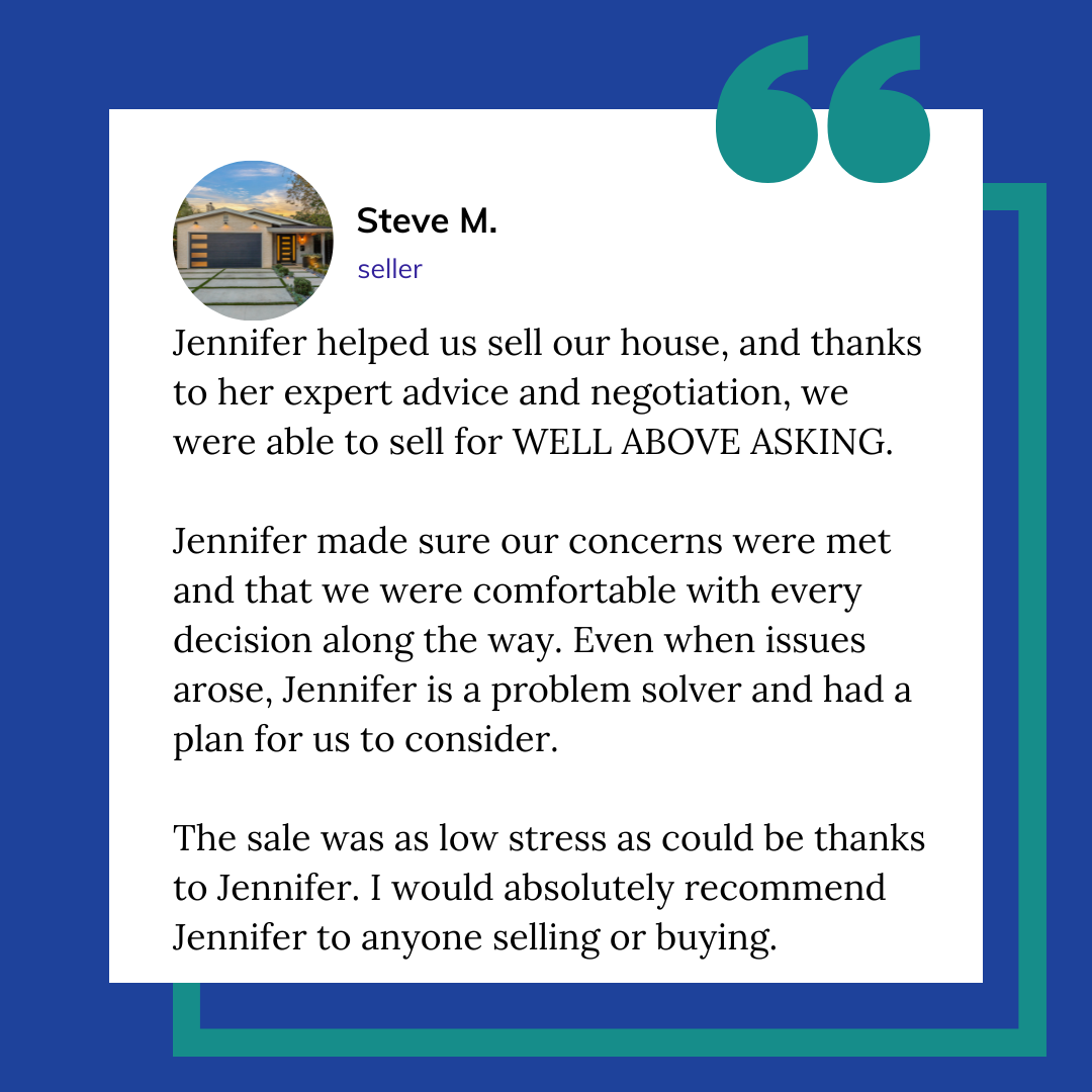 Testimonial from seller in Studio City California who had a successful sale with Jennifer Hein Realtor